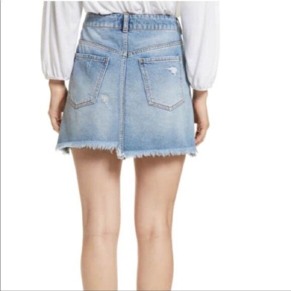 Free People Silver Pearl Crystal Side Stripe Embellished Denim Jean Mini Skirt 2 - Picture 4 of 8